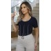 034437 Blusa manga curta Ramany Estampa Barrada